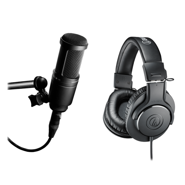 Kit Microfone e Fone Audio Technica AT2020 e ATH-M20X
