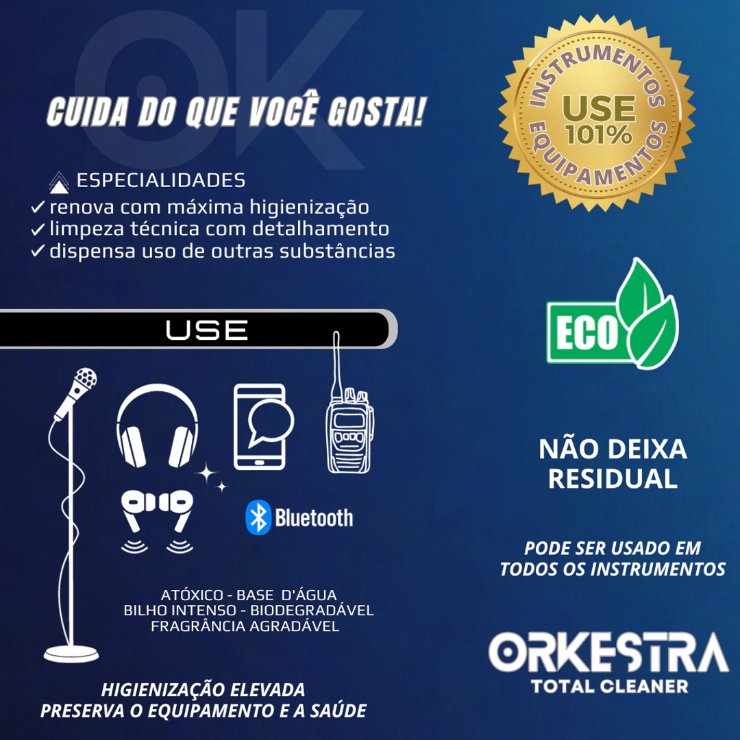 ORKESTRA MICROFONES - TUDO EM UM - Limpador de instrumentos musicais a Seco 120 ml - Image 2