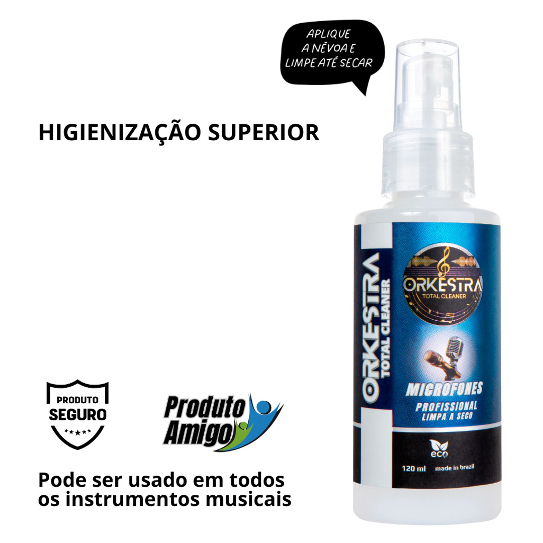 ORKESTRA MICROFONES - TUDO EM UM - Limpador de instrumentos musicais a Seco 120 ml