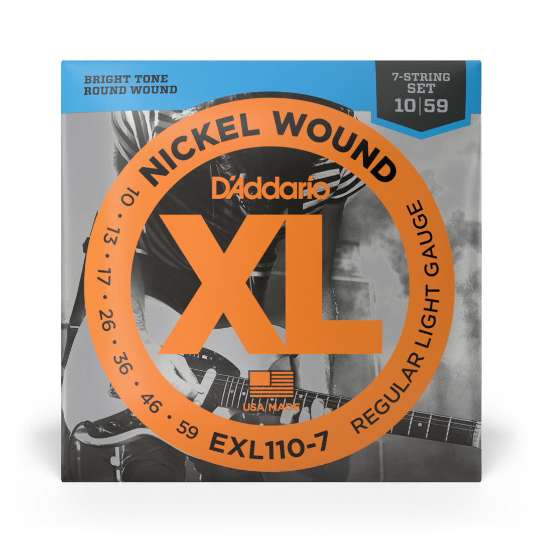 Encordoamento para guitarra 7 cordas D'Addario XL Nickel EXL110-7 10-59